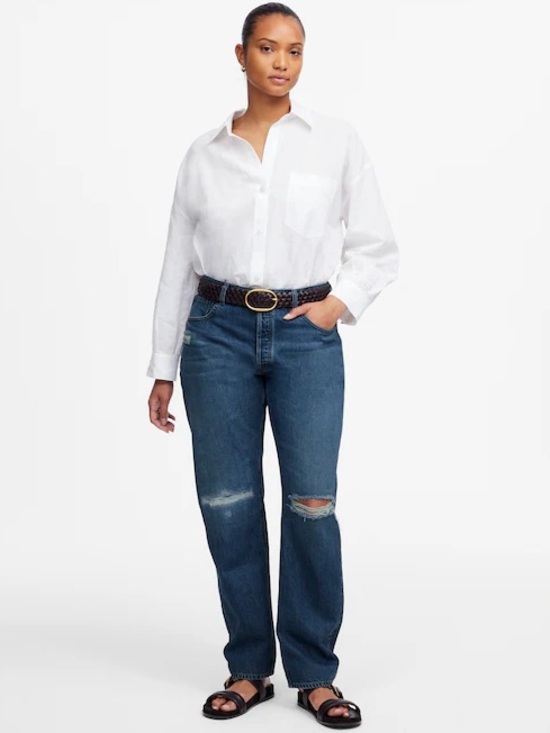 Madewell Denim - Madewell The Dean Easy Straight Crop Jeans Size 30 Mid Blue Wash New